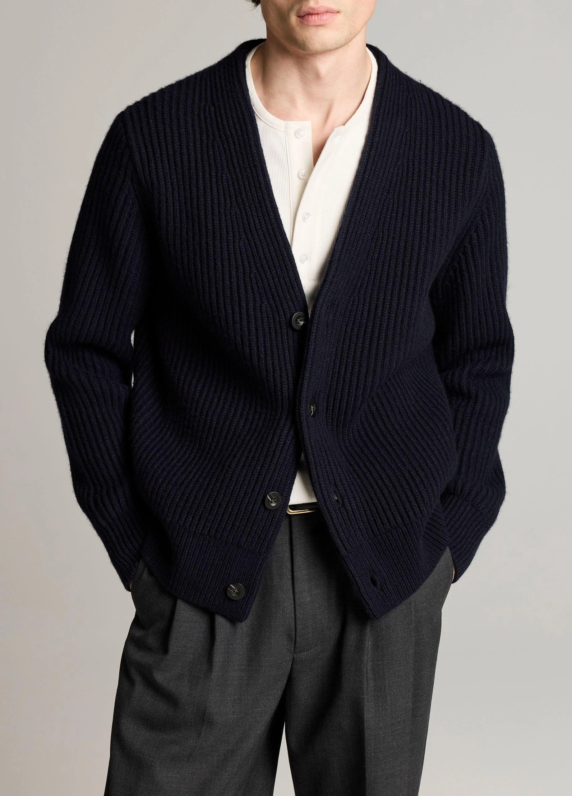 Ribbed Merino Wool-Blend Cardigan - 1