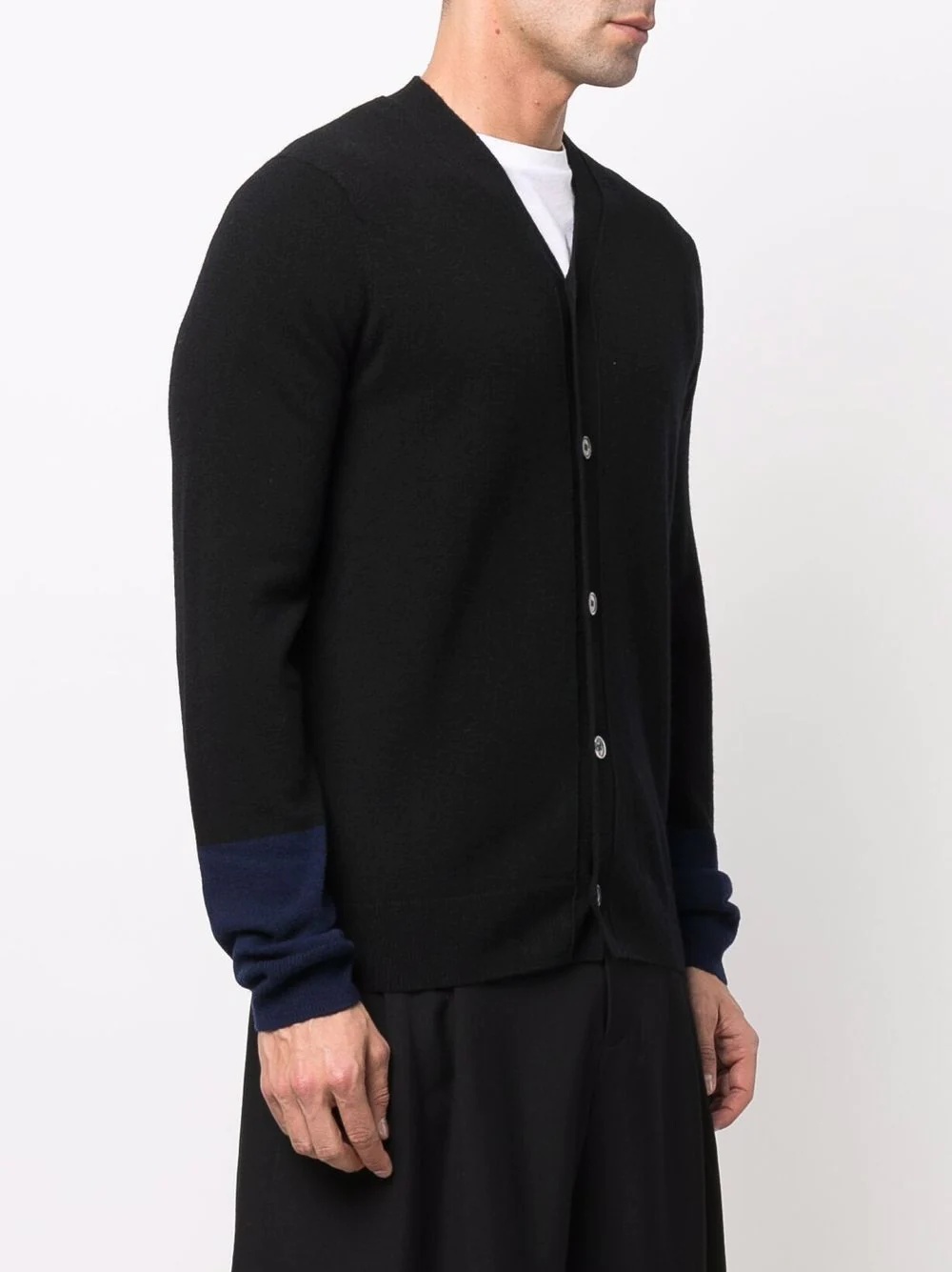 two-tone wool cardigan - 3