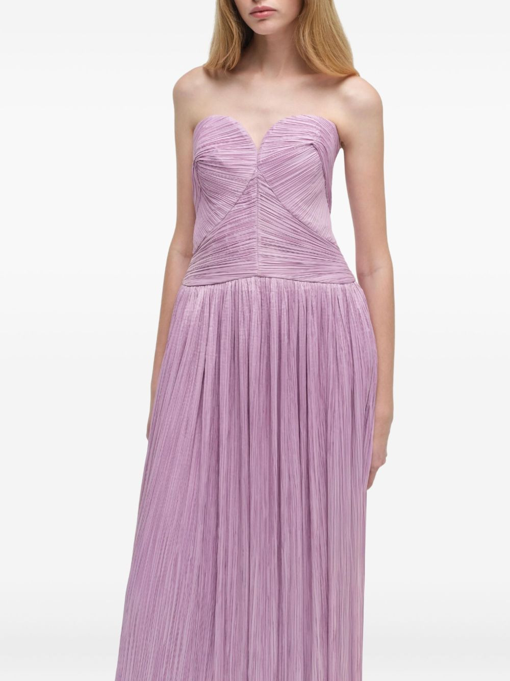 pleated strapless midi party gown - 5