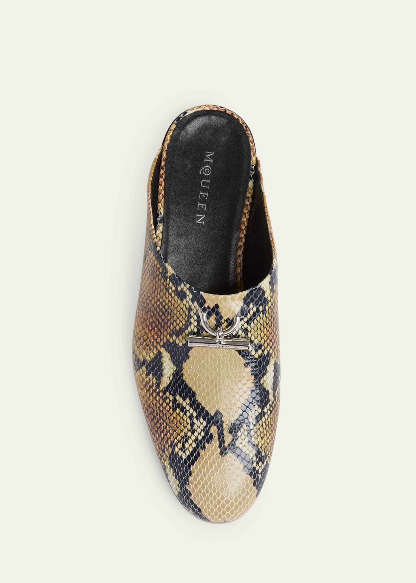 Men's Snake-Effect Leather Mules - 5