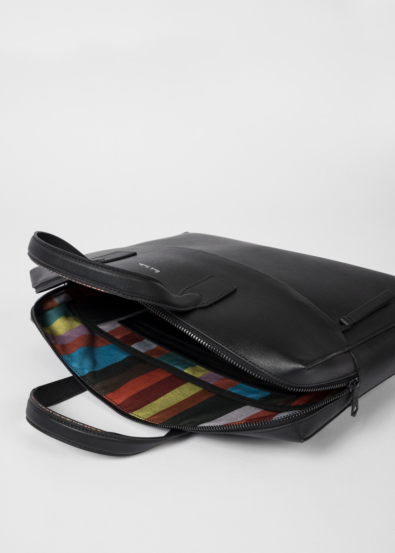 Black Embossed Leather Slim Folio 6