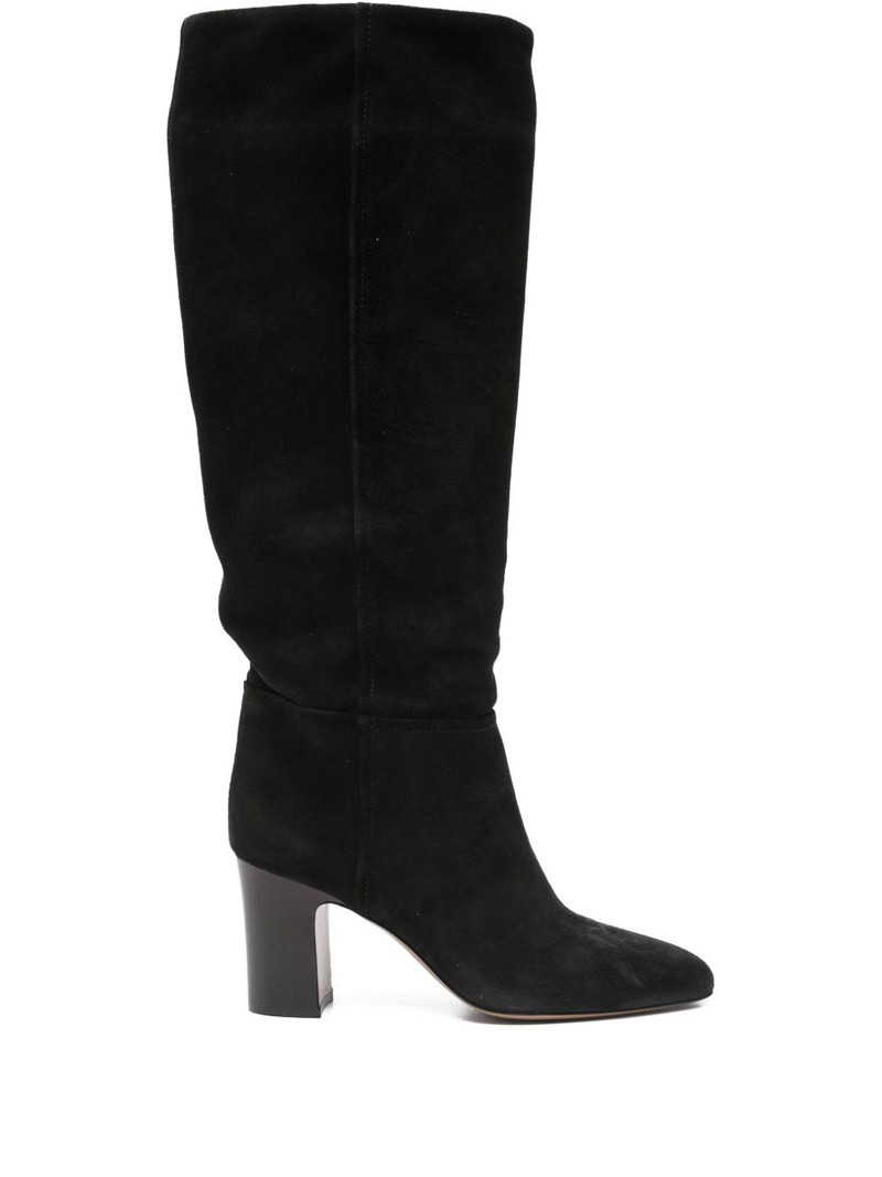 suede leather block-heel boots 1