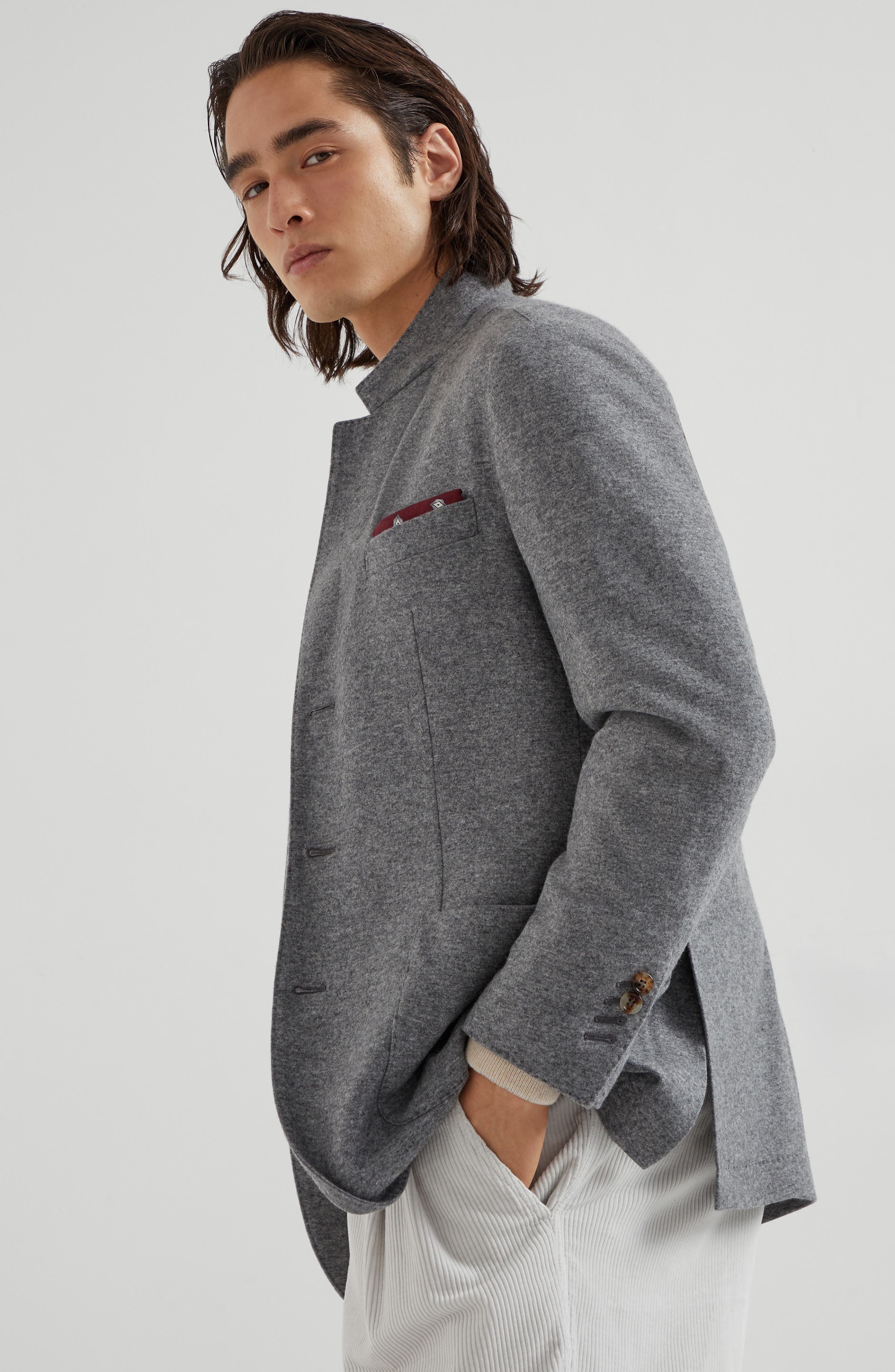 Brunello Cucinelli Cashmere jersey blazer in Grey at Nordstrom - 5