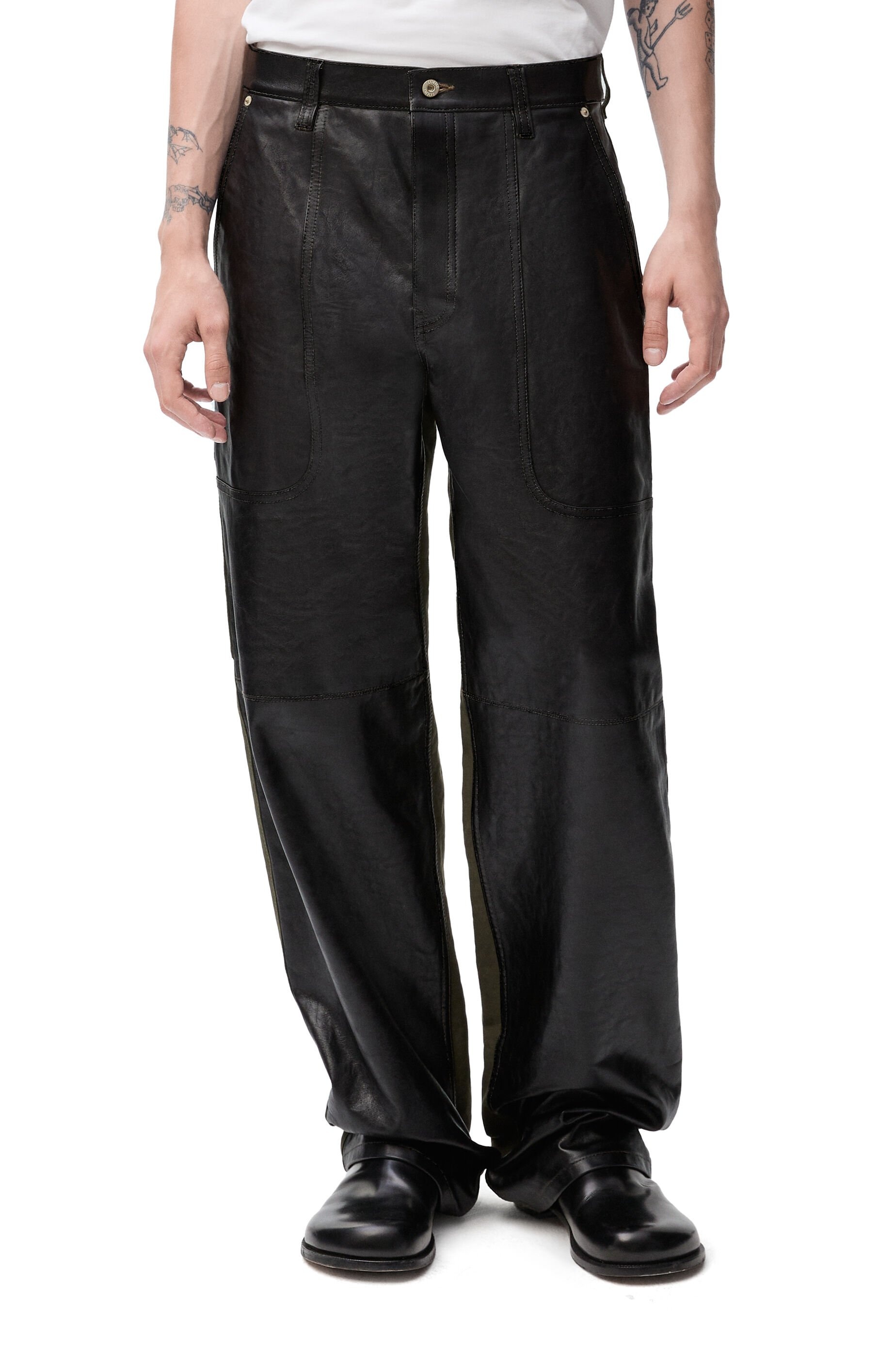 Cargo trousers in nappa calfskin and cotton - 3