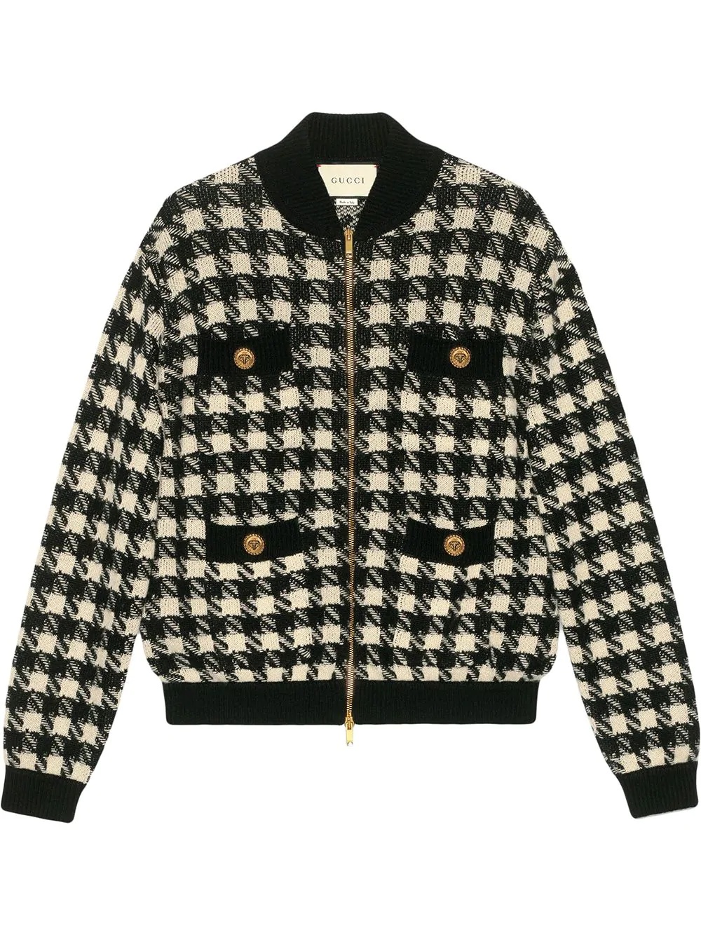 houndstooth pattern bomber jacket - 1