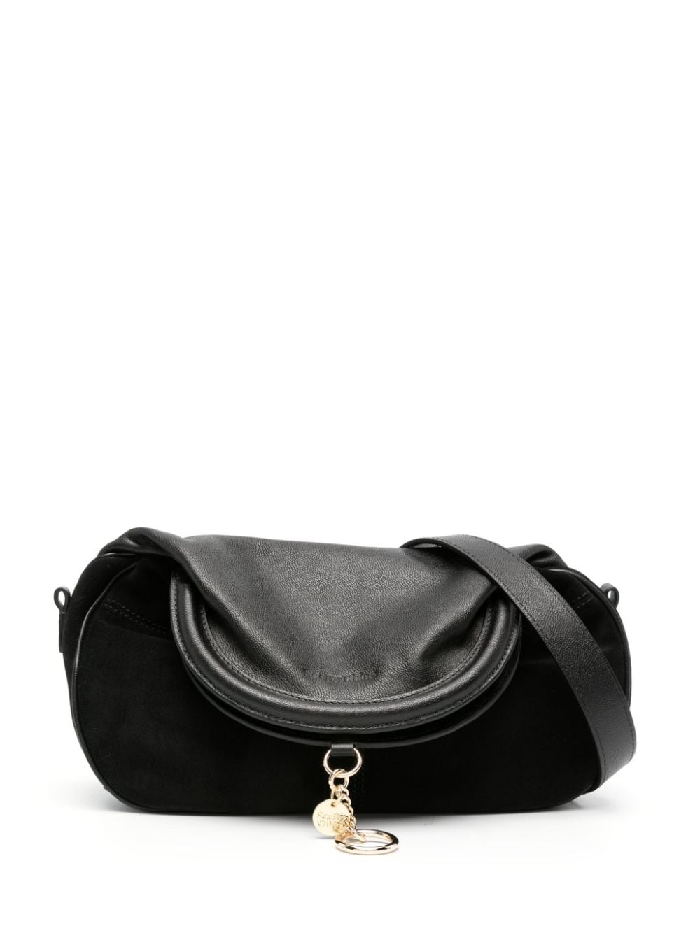 logo-embossed panelled shoulder bag - 1