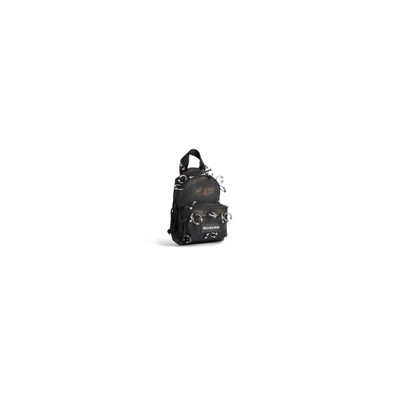 BALENCIAGA Men's Explorer Mini Backpack With Piercings in Black outlook
