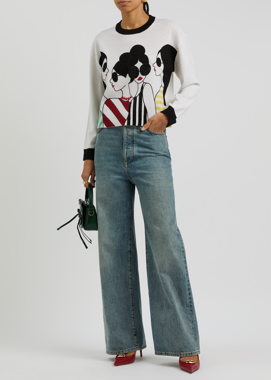Alice + Olivia Gleeson Embellished Stretch-wool Jumper - 4