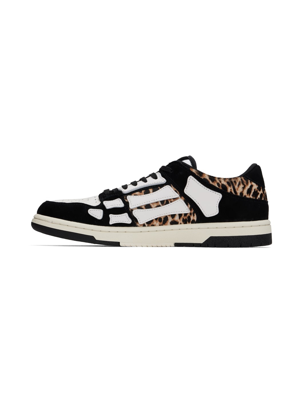 Black & White Leopard Skel-Top Low Sneakers - 3