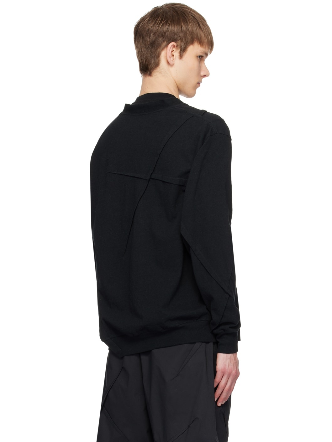Black Y-Neck Cardigan - 3