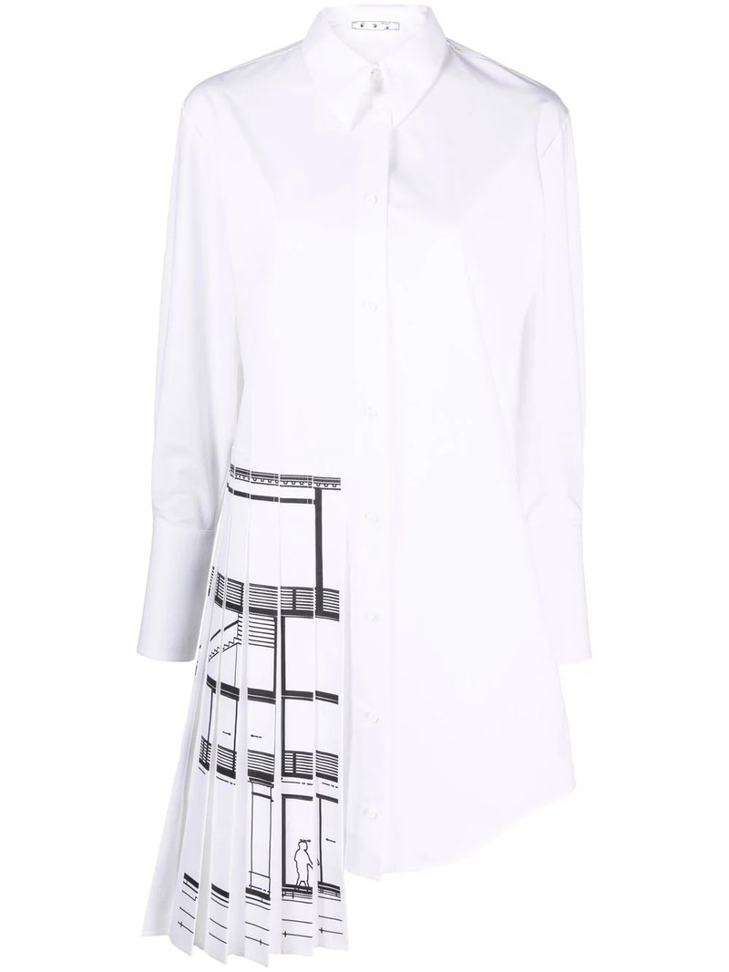 pleated panel shirt-dress 1