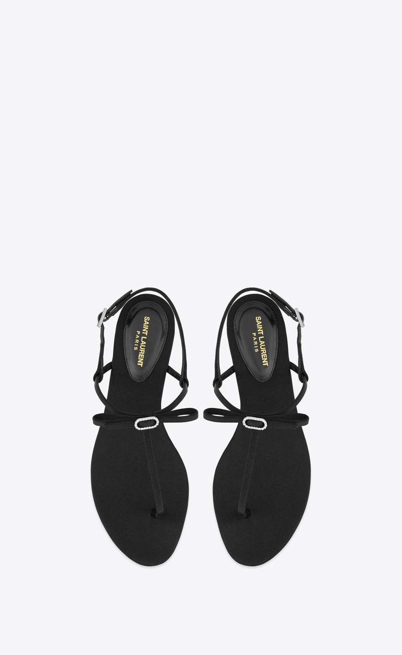SAINT LAURENT jackie flat sandals in satin crepe outlook