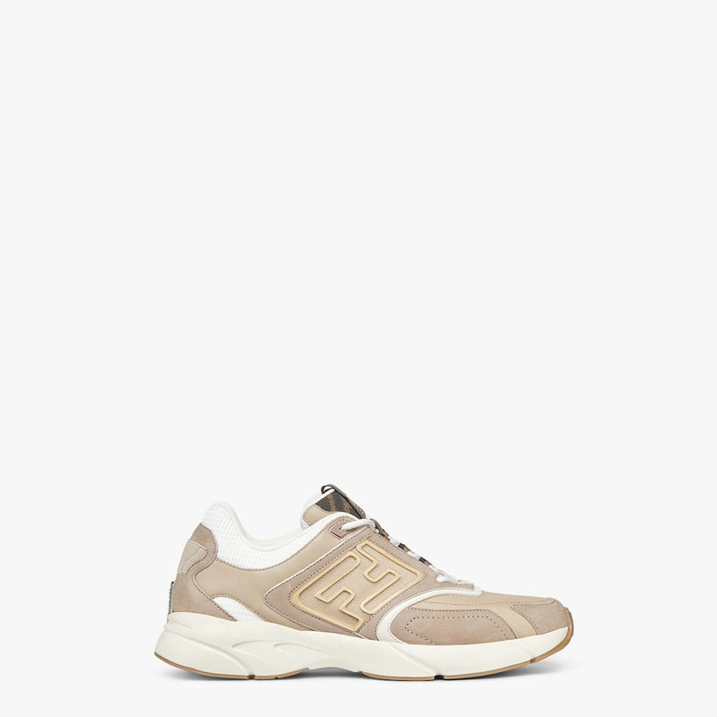 Beige nubuck leather low-tops - 1