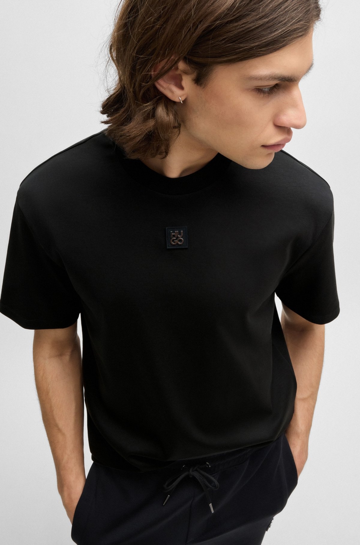 INTERLOCK-COTTON REGULAR-FIT T-SHIRT WITH STACKED LOGO - 3