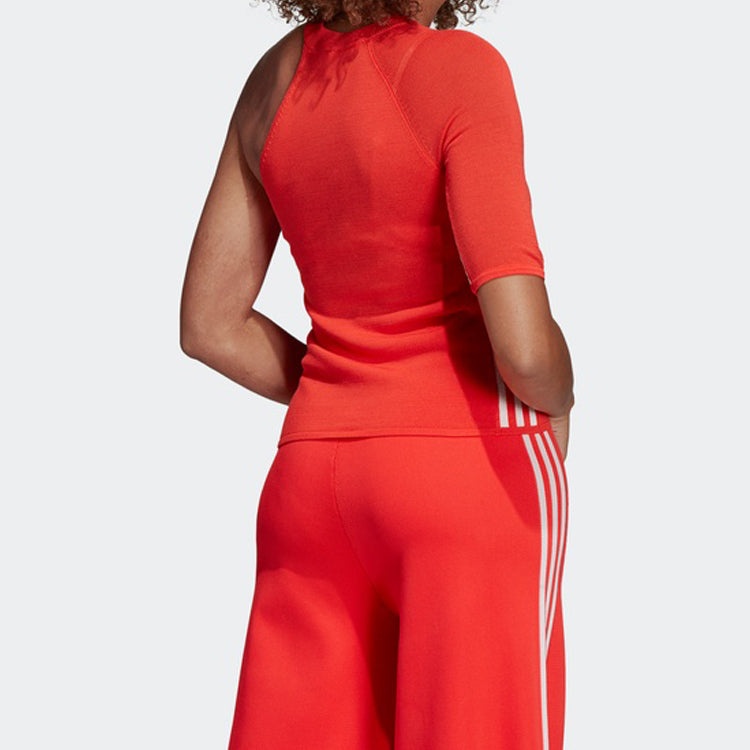 (WMNS) adidas originals Logo Short Sleeve Red DU7872 - 4