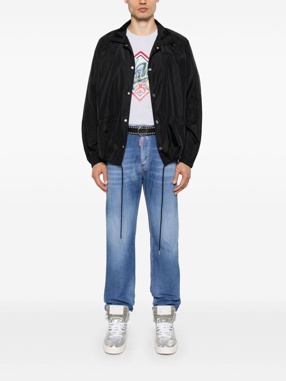 logo-embroidered jeans - 2