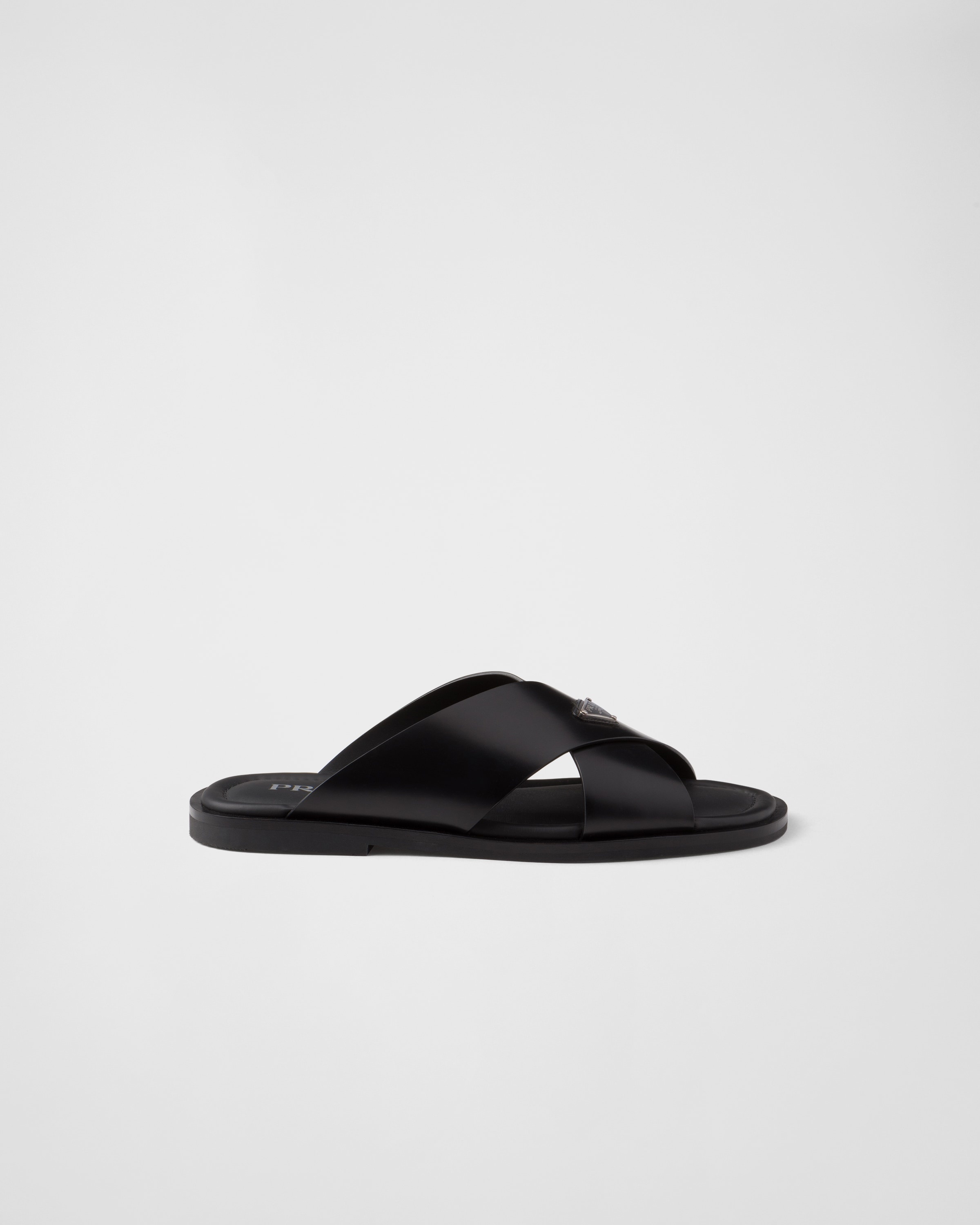 Brushed leather crisscross slides - 2