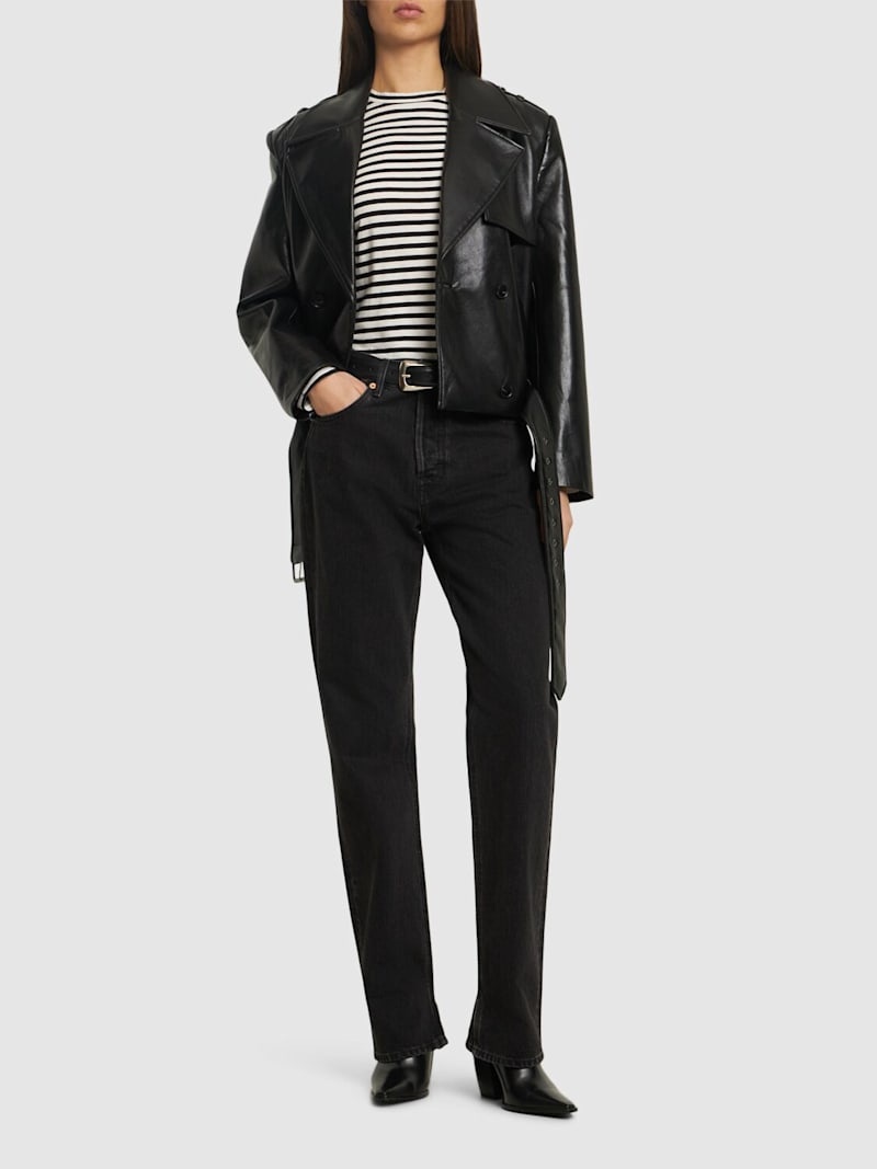 ANINE BING Simone leather blend biker jacket | luisaviaroma