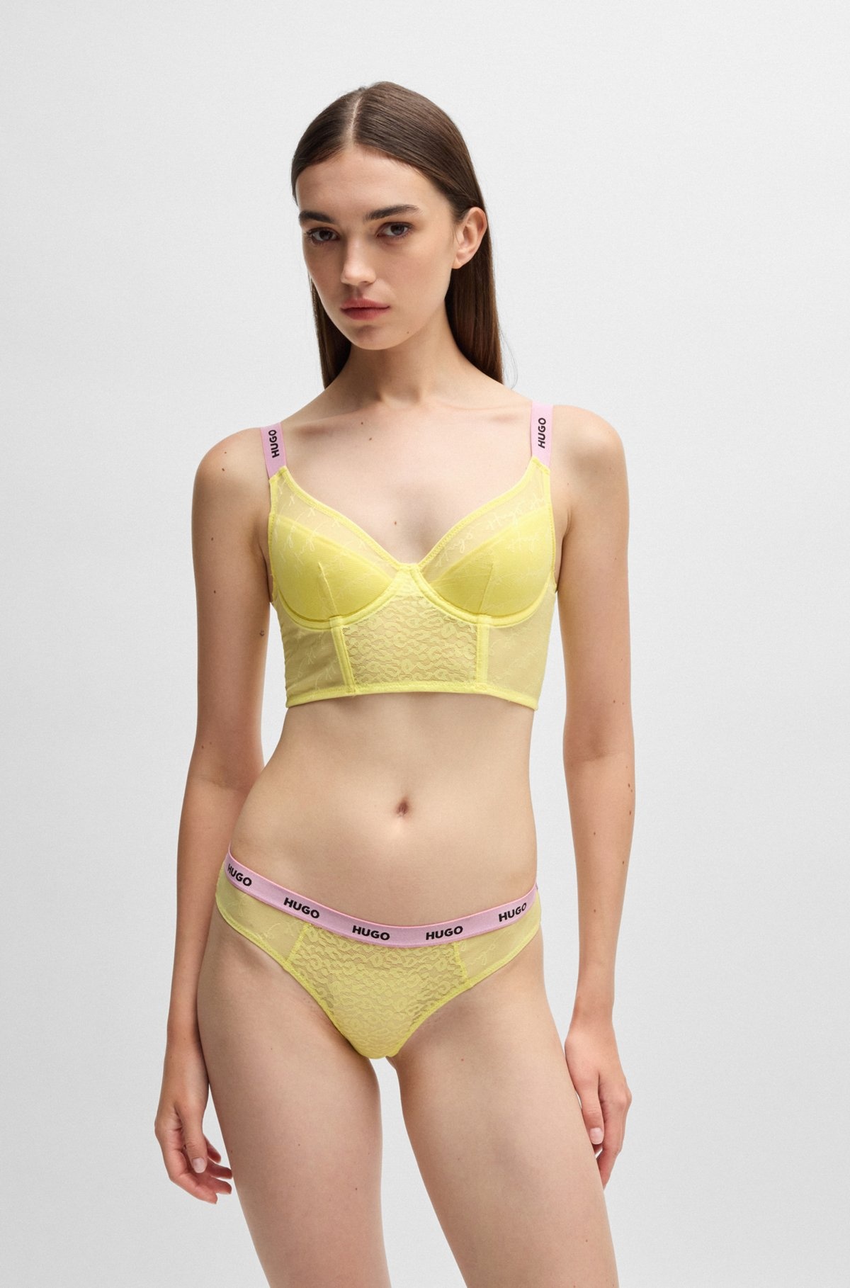 LACE BRA WITH BRANDED STRAPS AND HOOK AND EYE CLOSURE - 2