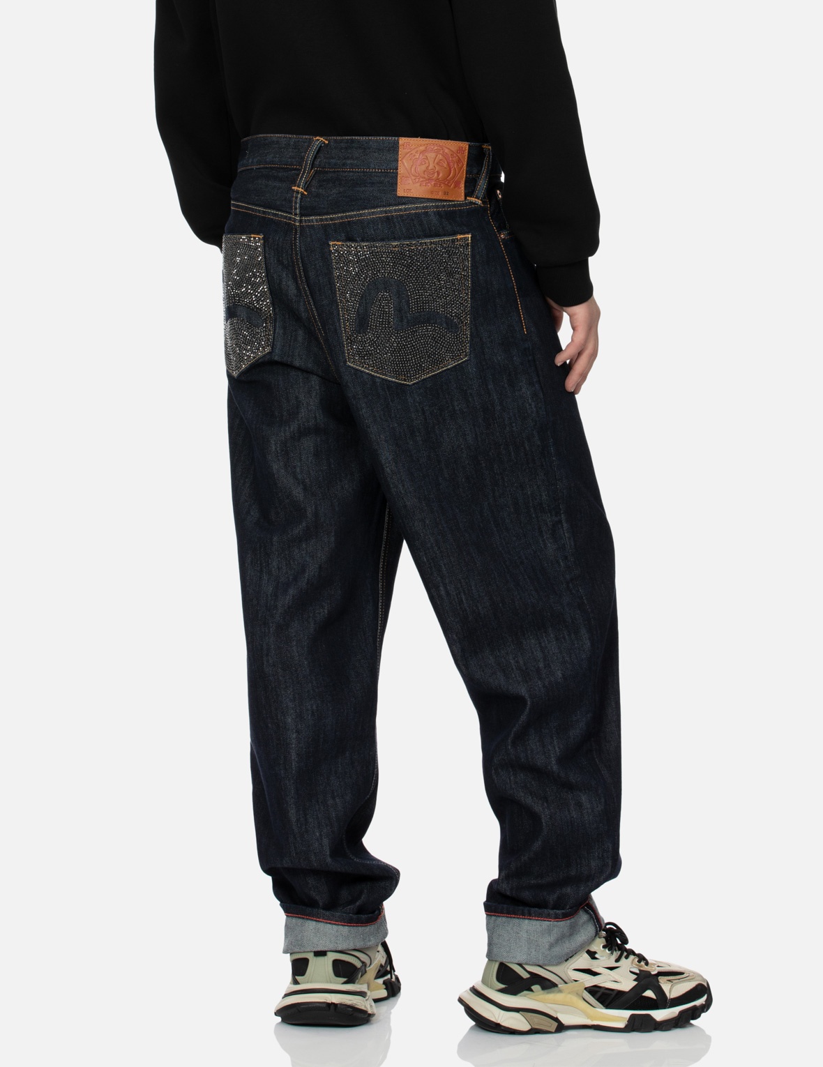 HEAT TRANSFER STONE HOLLOW-OUT SEAGULL FASHION FIT JEANS - 3