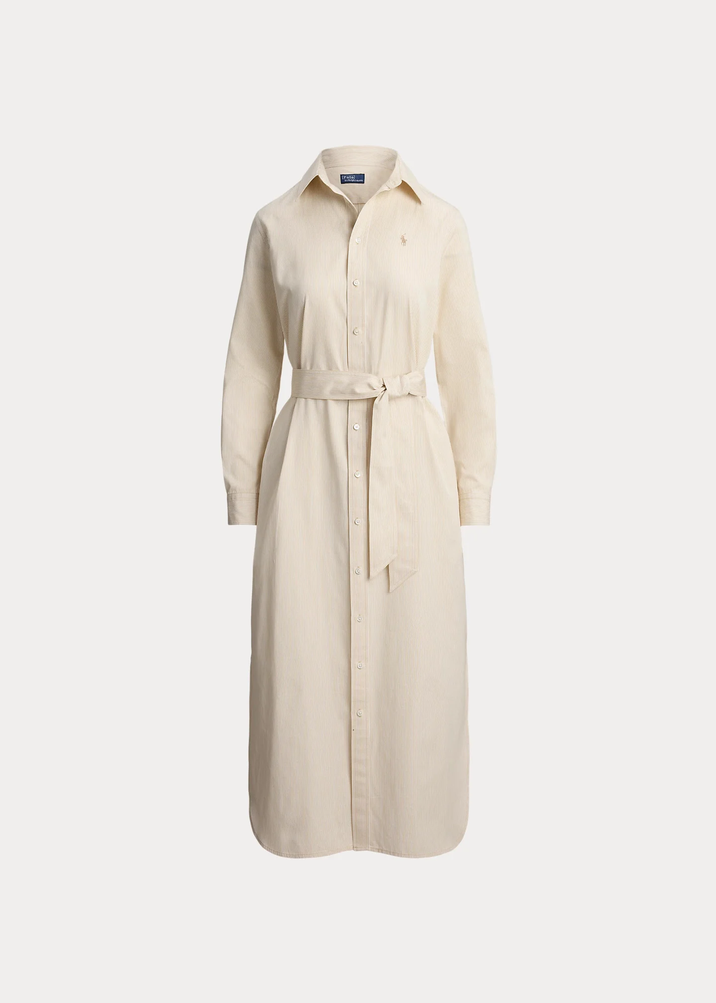 Belted Striped Cotton Shirtdress - 1