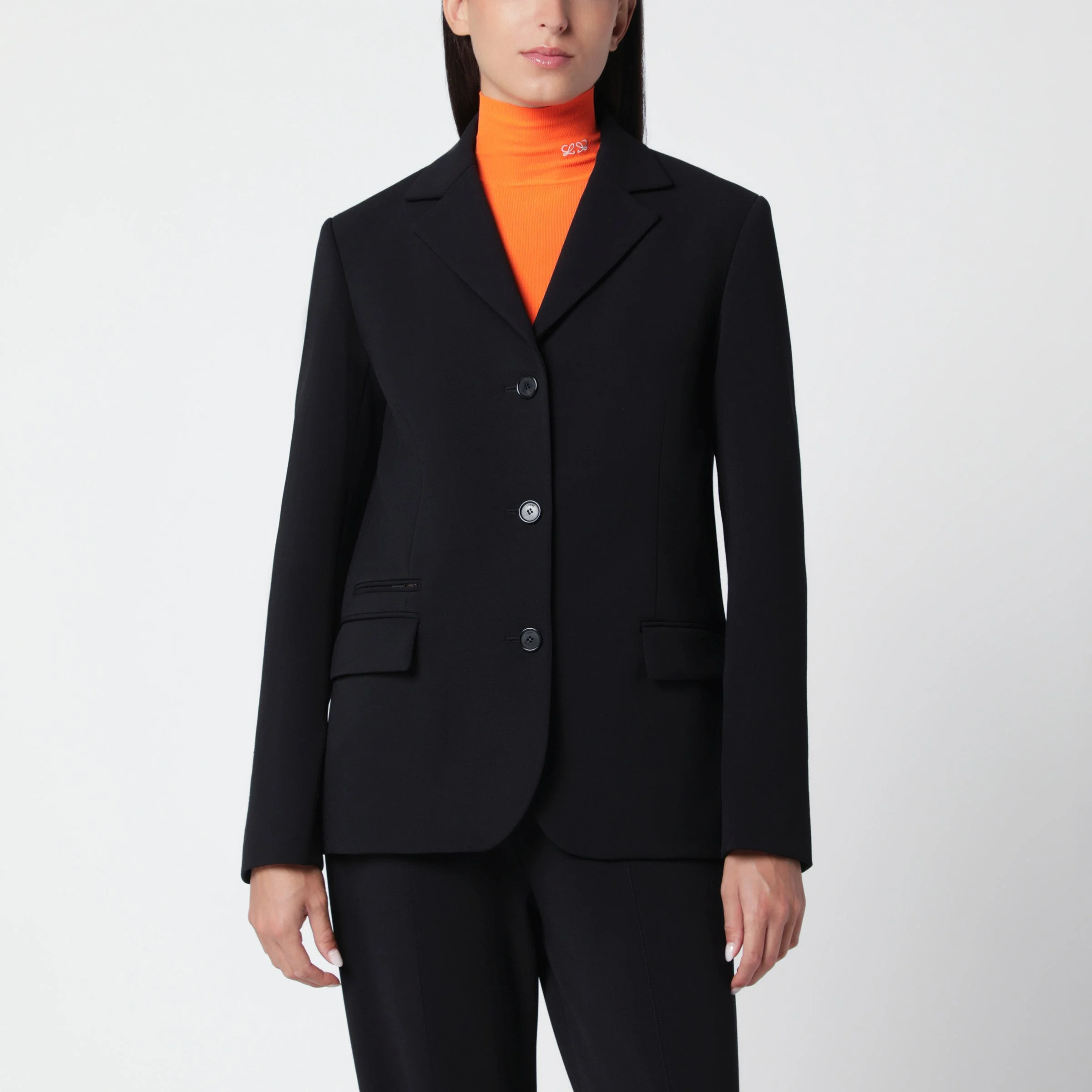 Black stretch wool blend jacket - 1