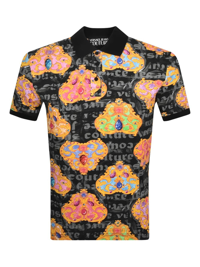 baroque-print polo shirt 1