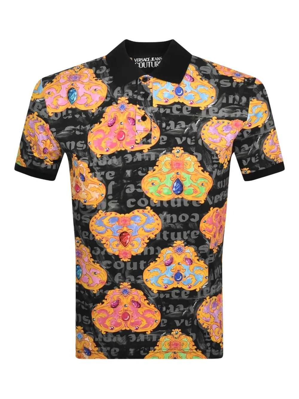 baroque-print polo shirt - 1