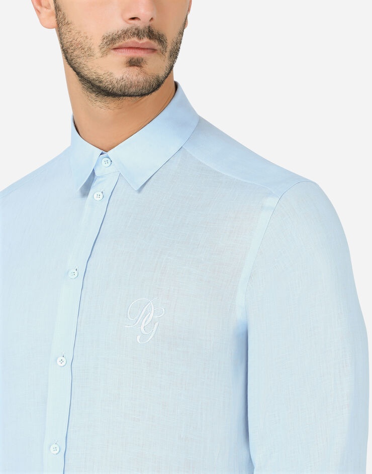 Linen Martini-fit shirt with DG embroidery - 4