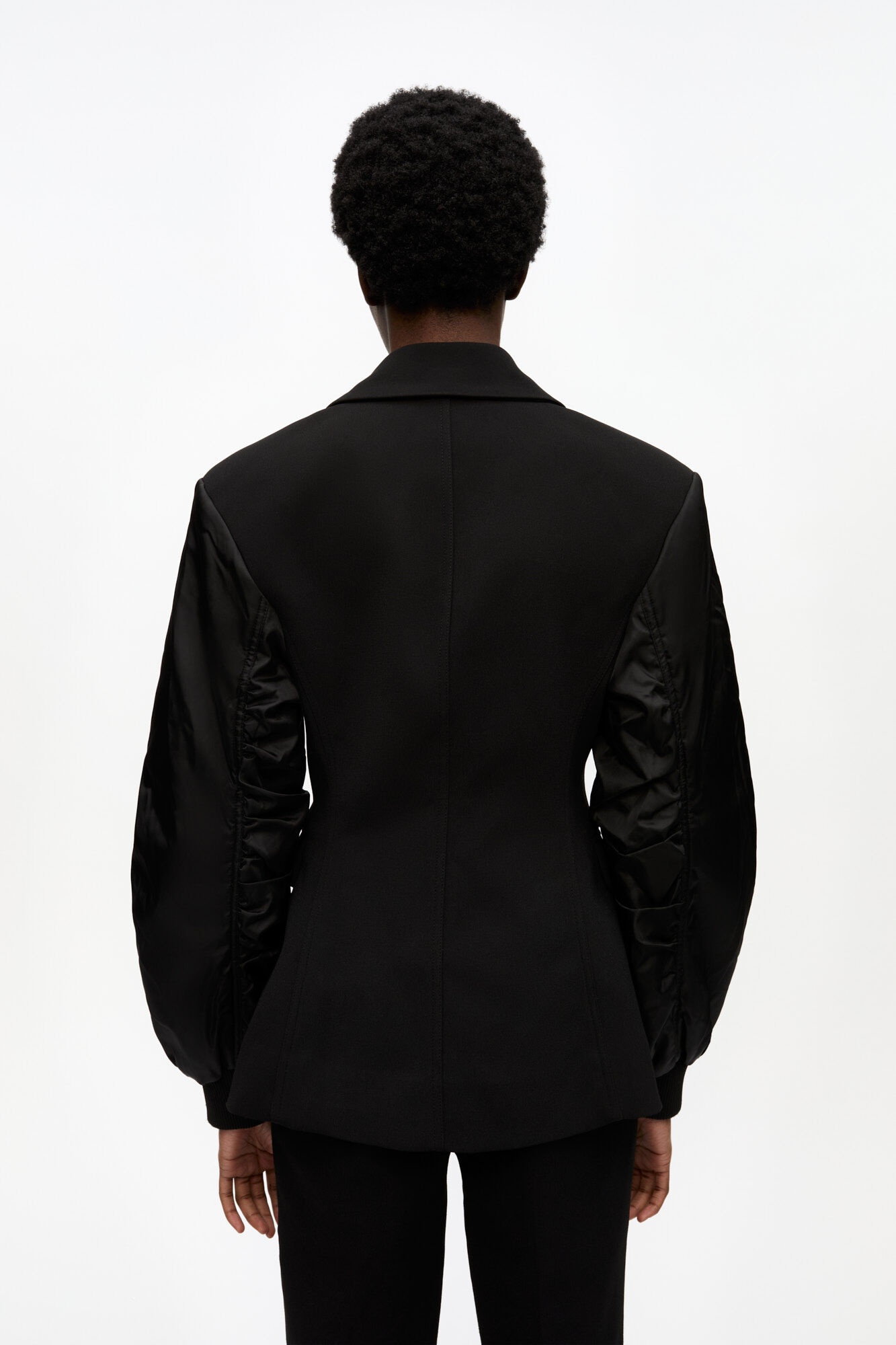 BLACK BONDED CREPE MIX JACKET - 4