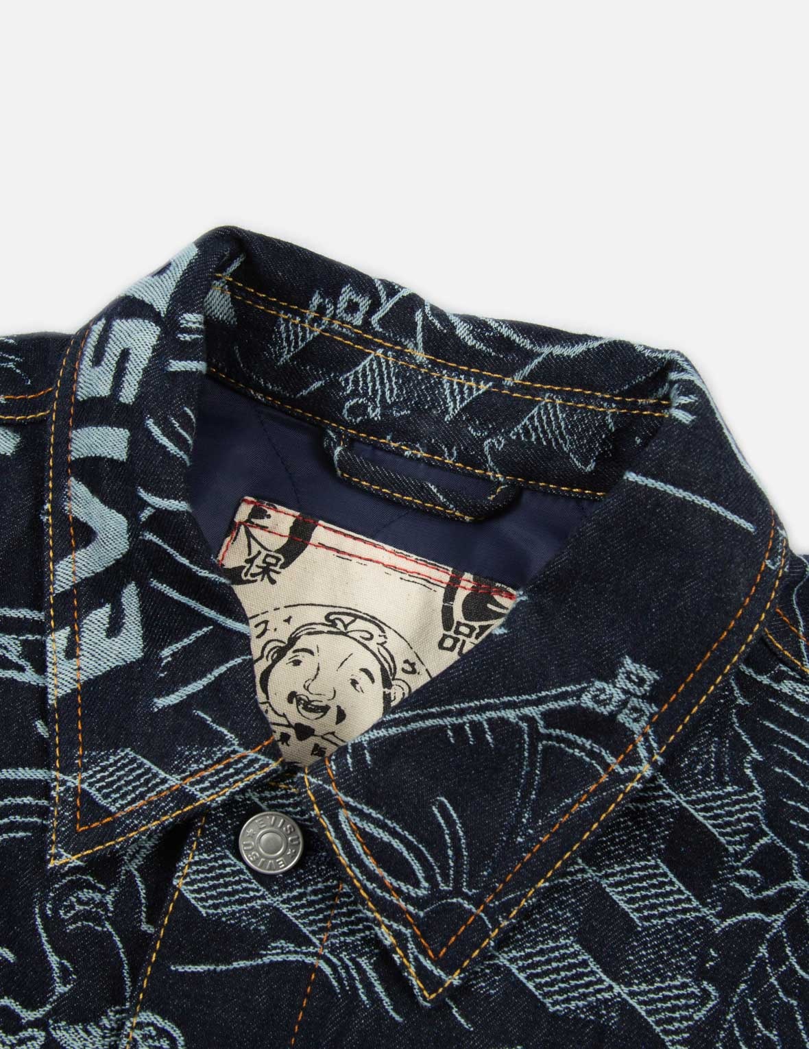 ALLOVER JAPANESE PATTERN JACQUARD DENIM JACKET - 7