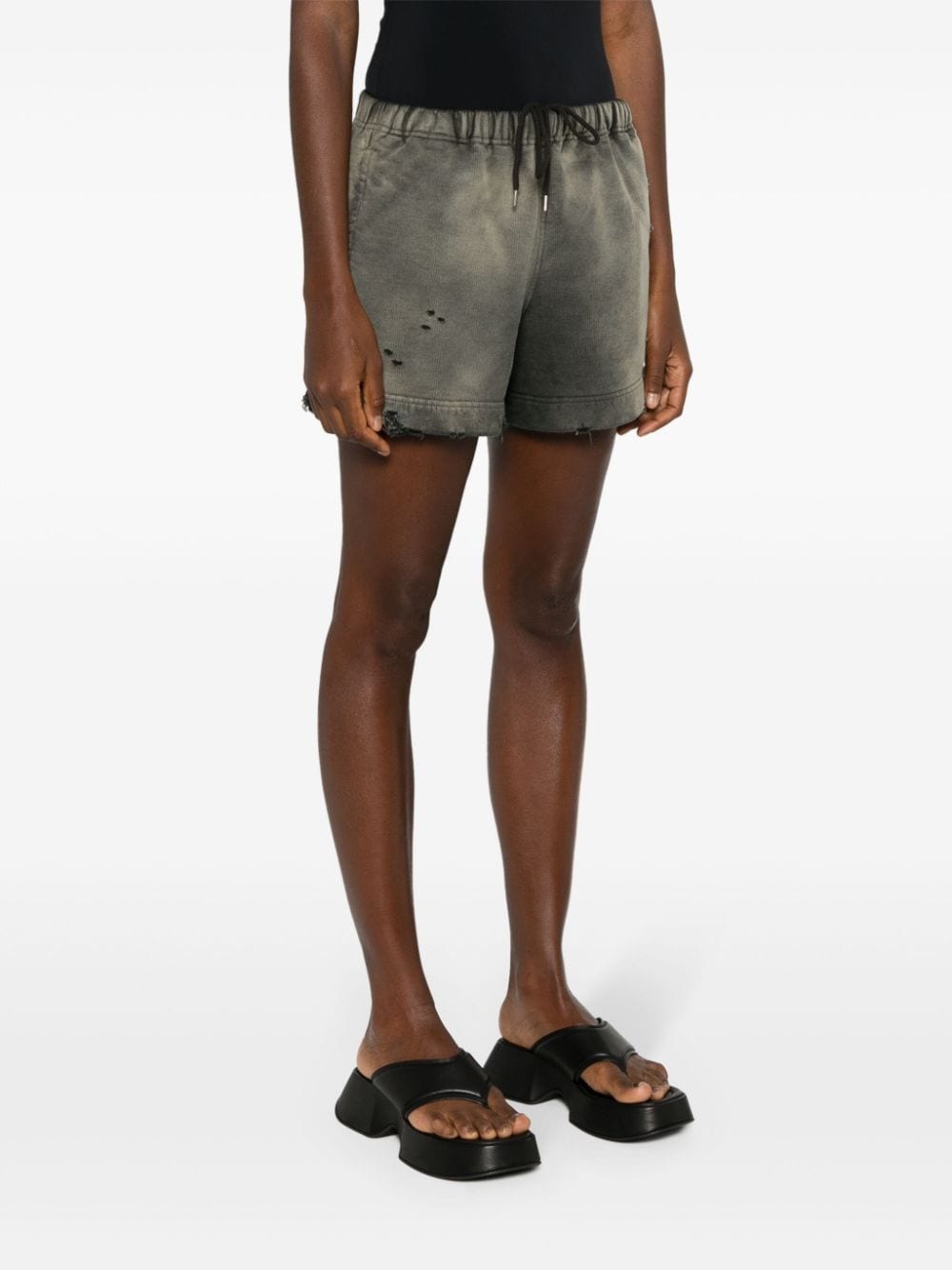 distressed cotton shorts - 3