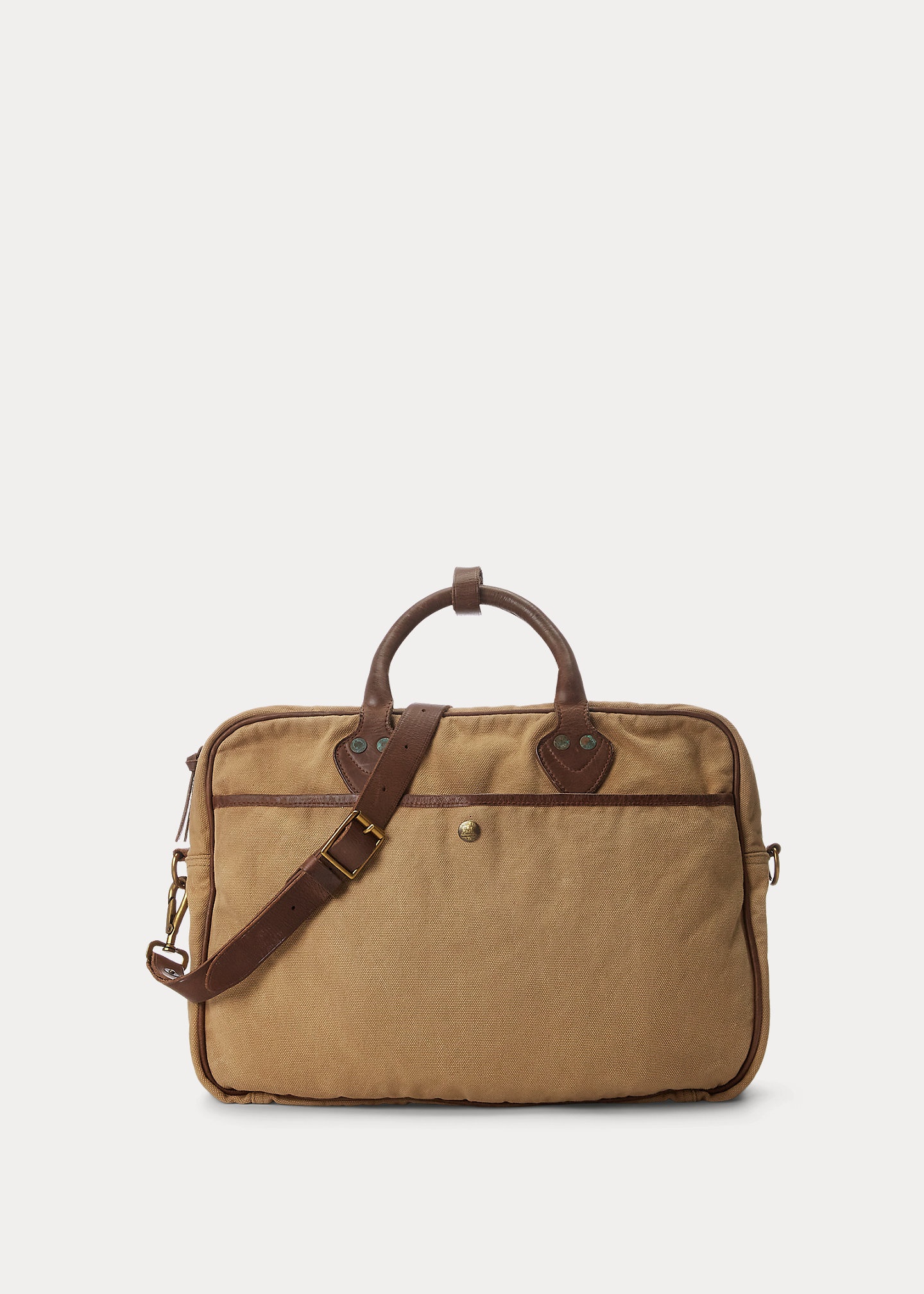 Leather-Trim Canvas Briefcase - 3