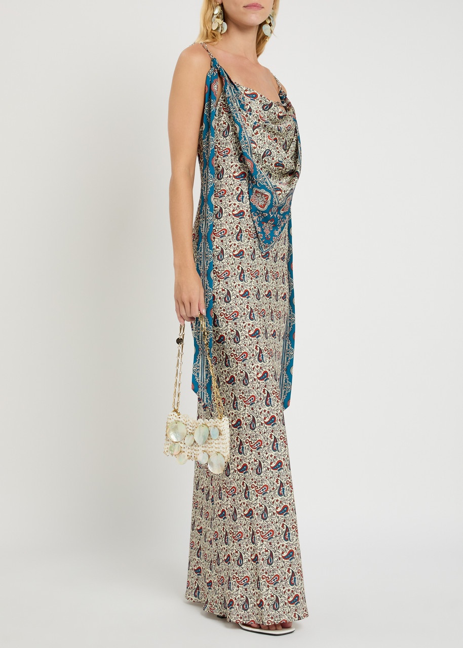 Rabanne Paisley Satin Maxi Dress - 4