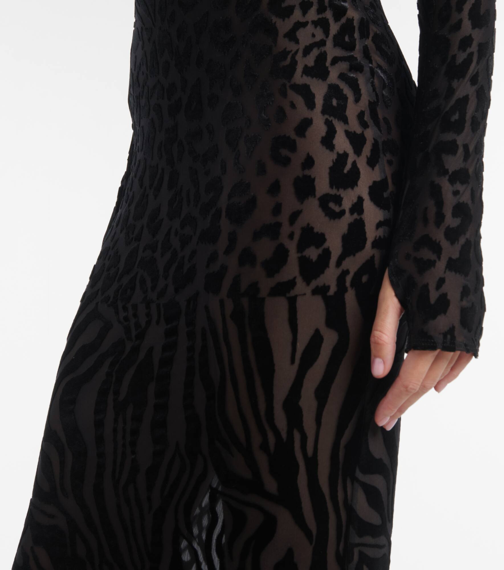 Sheer animal-print devoré maxi dress - 5