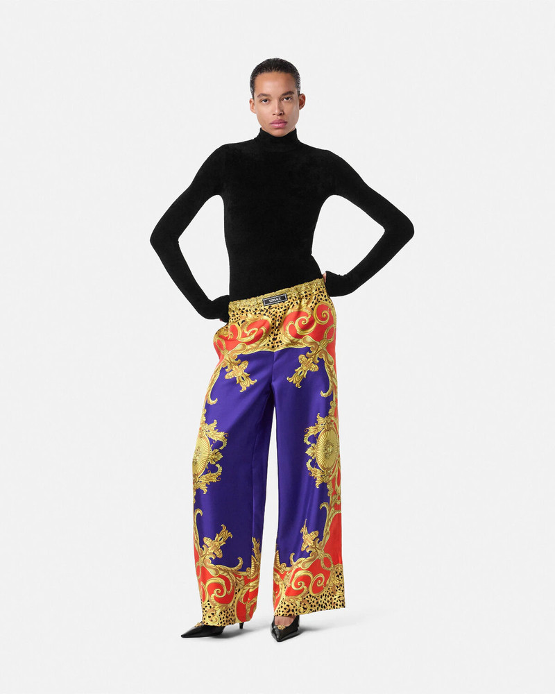 VERSACE Cheetah Barocco Silk Pants outlook