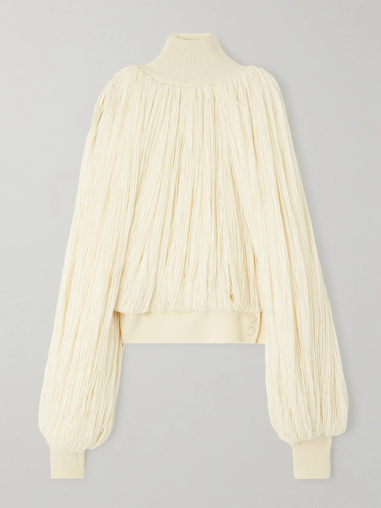 Fringed Wool-blend Turtleneck Top - 1