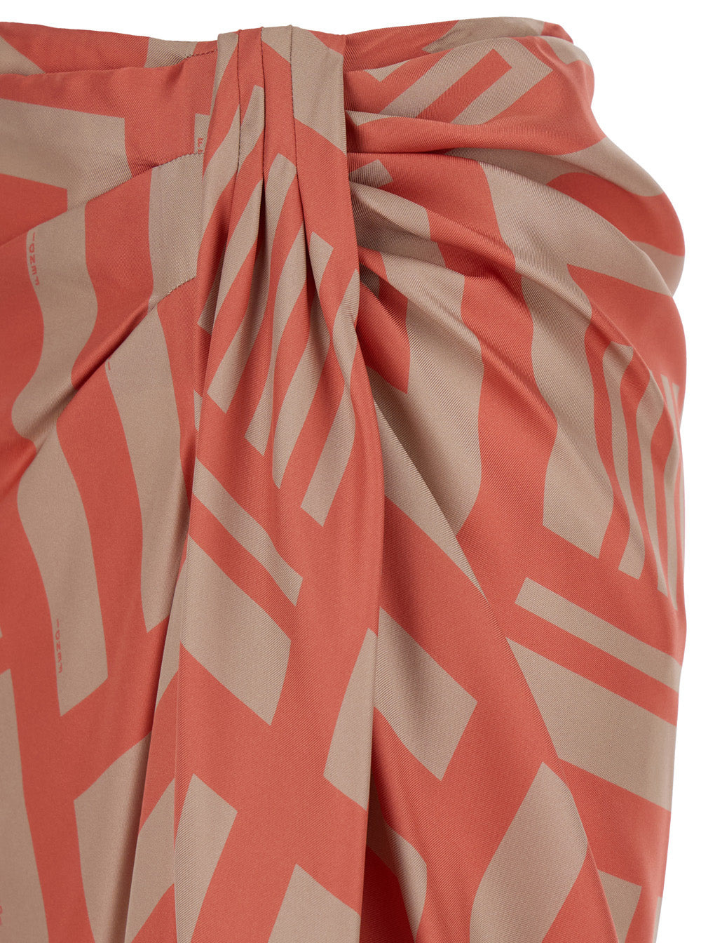 Fendi Women Midi Orange Skirt With Knot And Fendi Labyrinth Motif In Silk Woman - 3