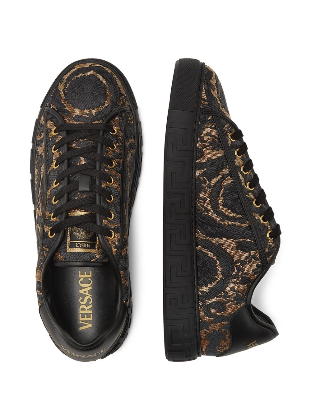 Barocco-jacquard Greca sneakers - 3