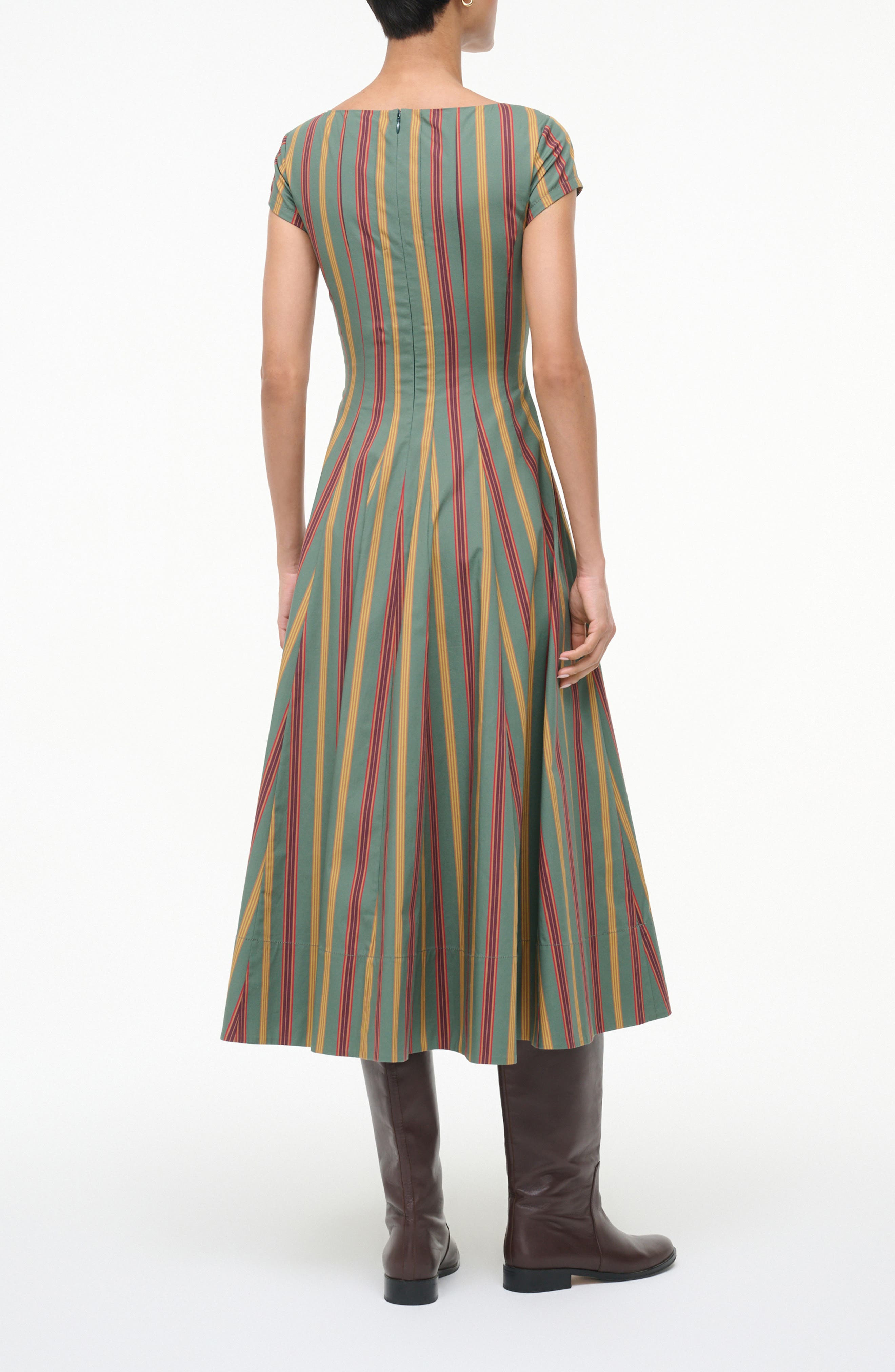 STAUD Wells Stripe Stretch Cotton Midi Dress in Trailblazer Stripe at Nordstrom - 2