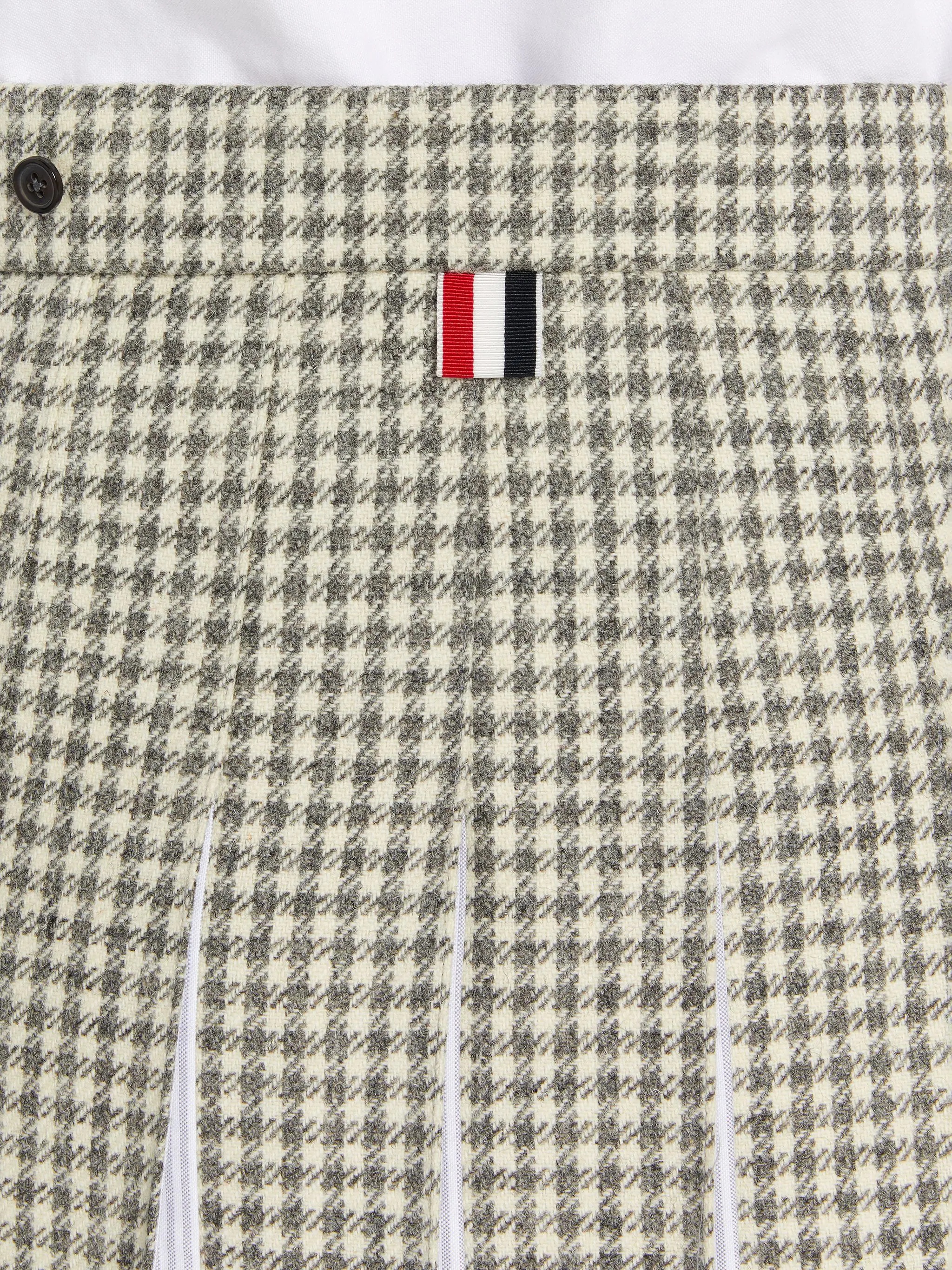 Medium Grey Gunclub Check Wool Hunting Tweed University Stripe Oxford Pleat Dropped Back Miniskirt - 6