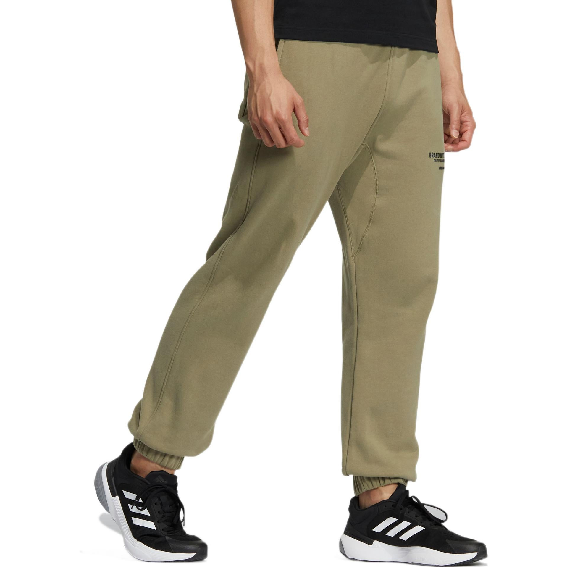 Men's adidas Solid Color Logo Printing Elastic Waistband Bundle Feet Sports Pants/Trousers/Joggers G - 4