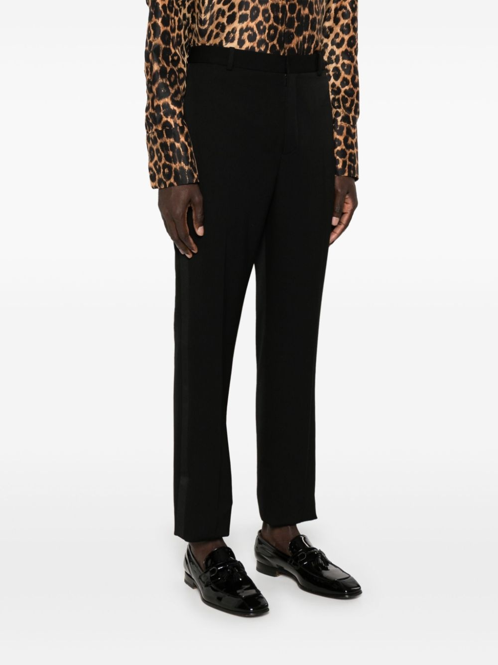 wool straight-leg trousers - 3