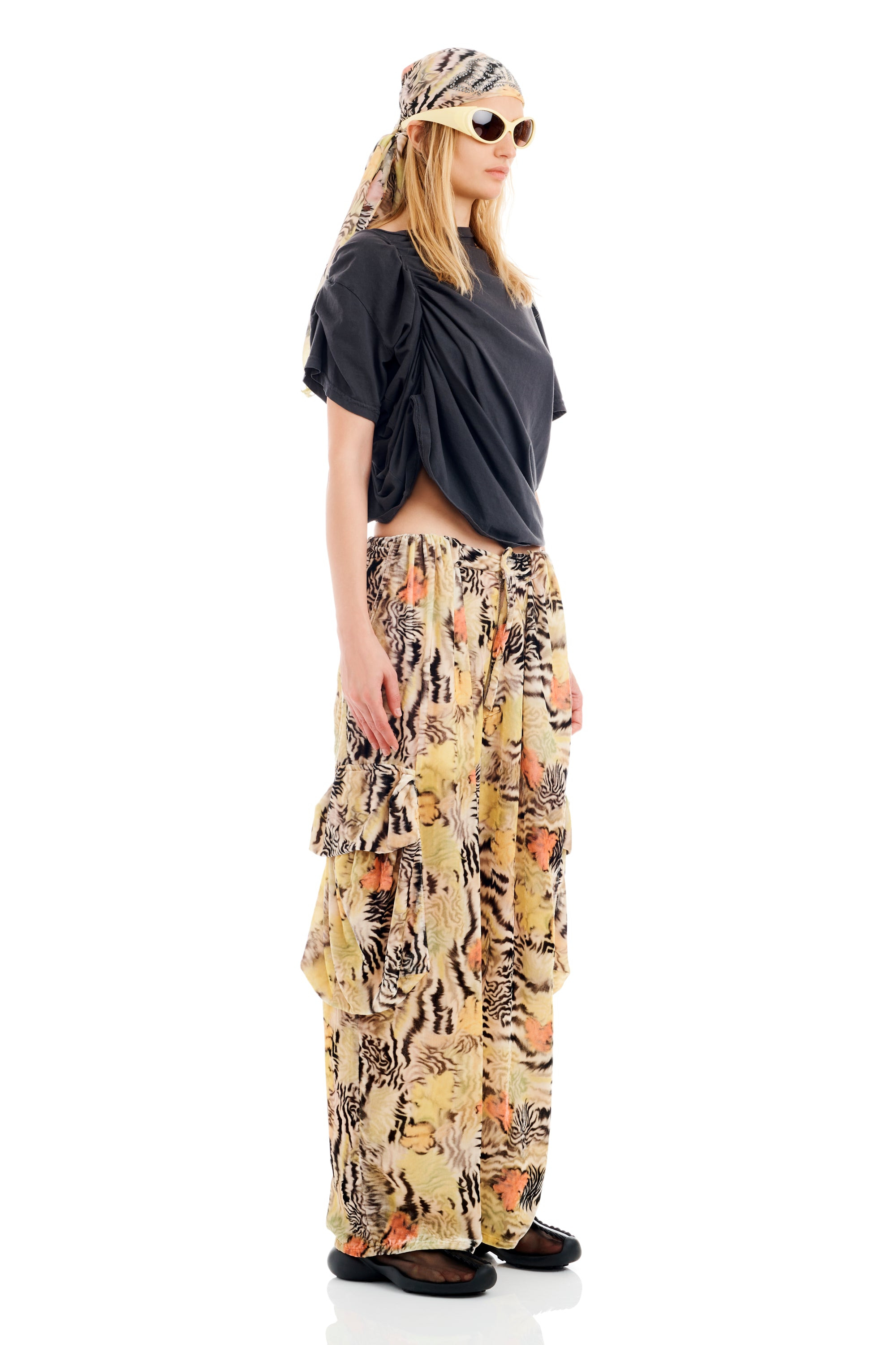 ZEBRA FLORAL PLEATED CARGO PANT - 4