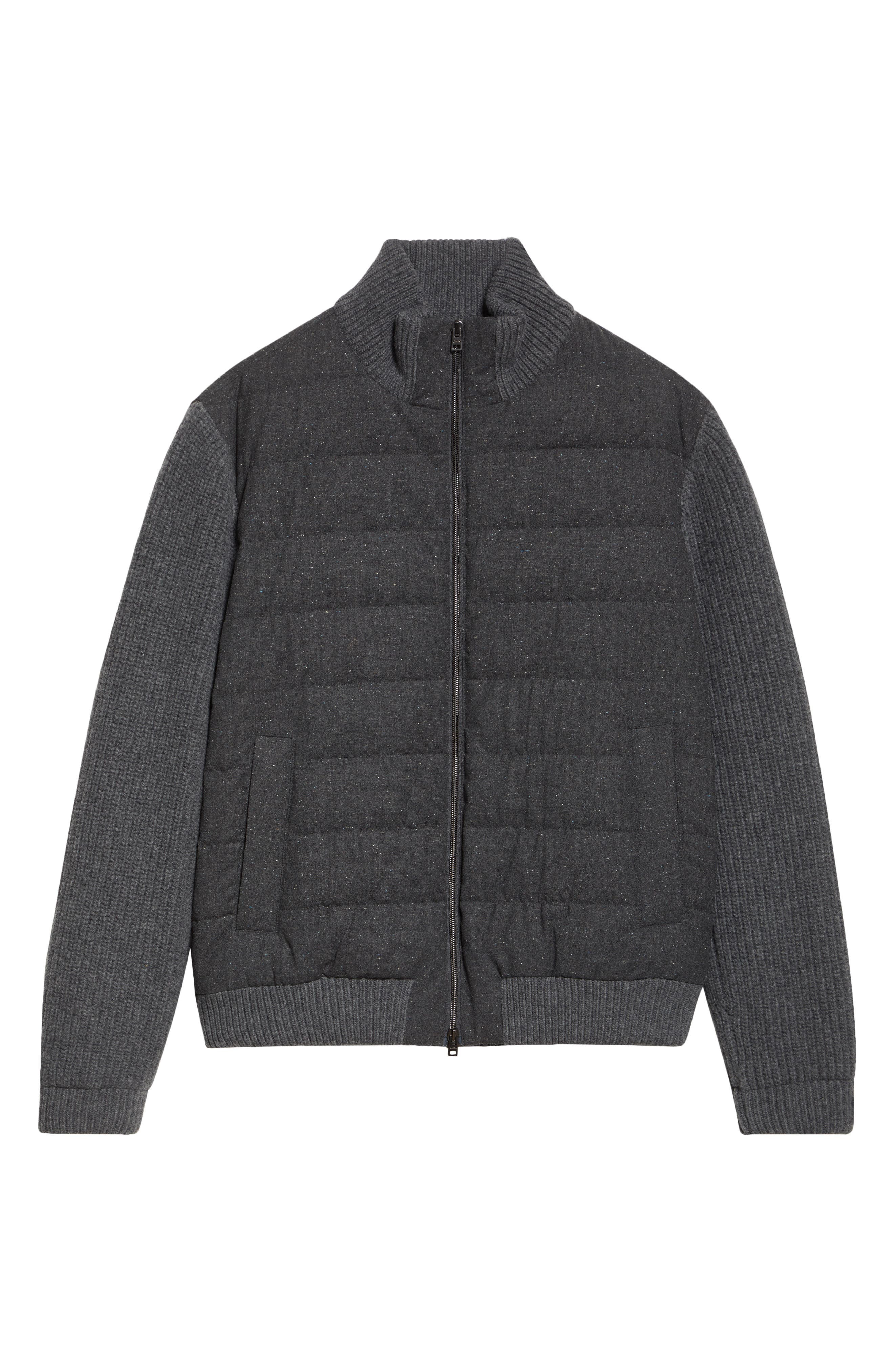 Herno Mixed Media Quilted Wool Blend Knickerbocker Jacket in Charcoal at Nordstrom - 7
