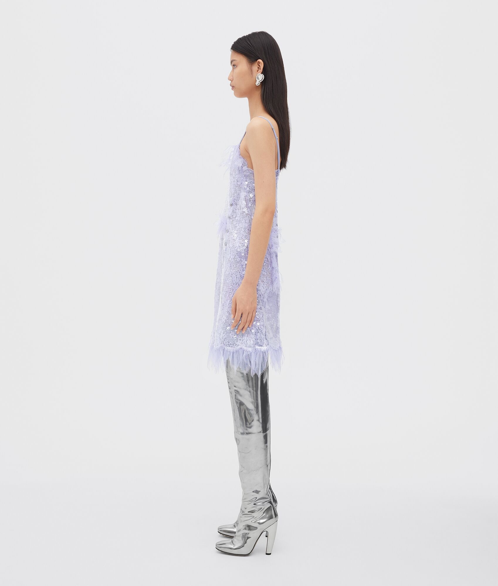 cotton  floral lace and sequins dress - 2