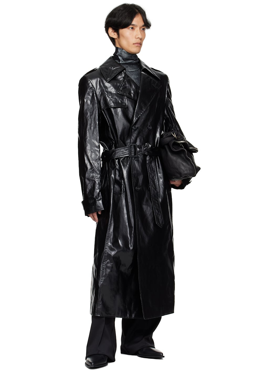 Black Wool Tailored Trousers - 4