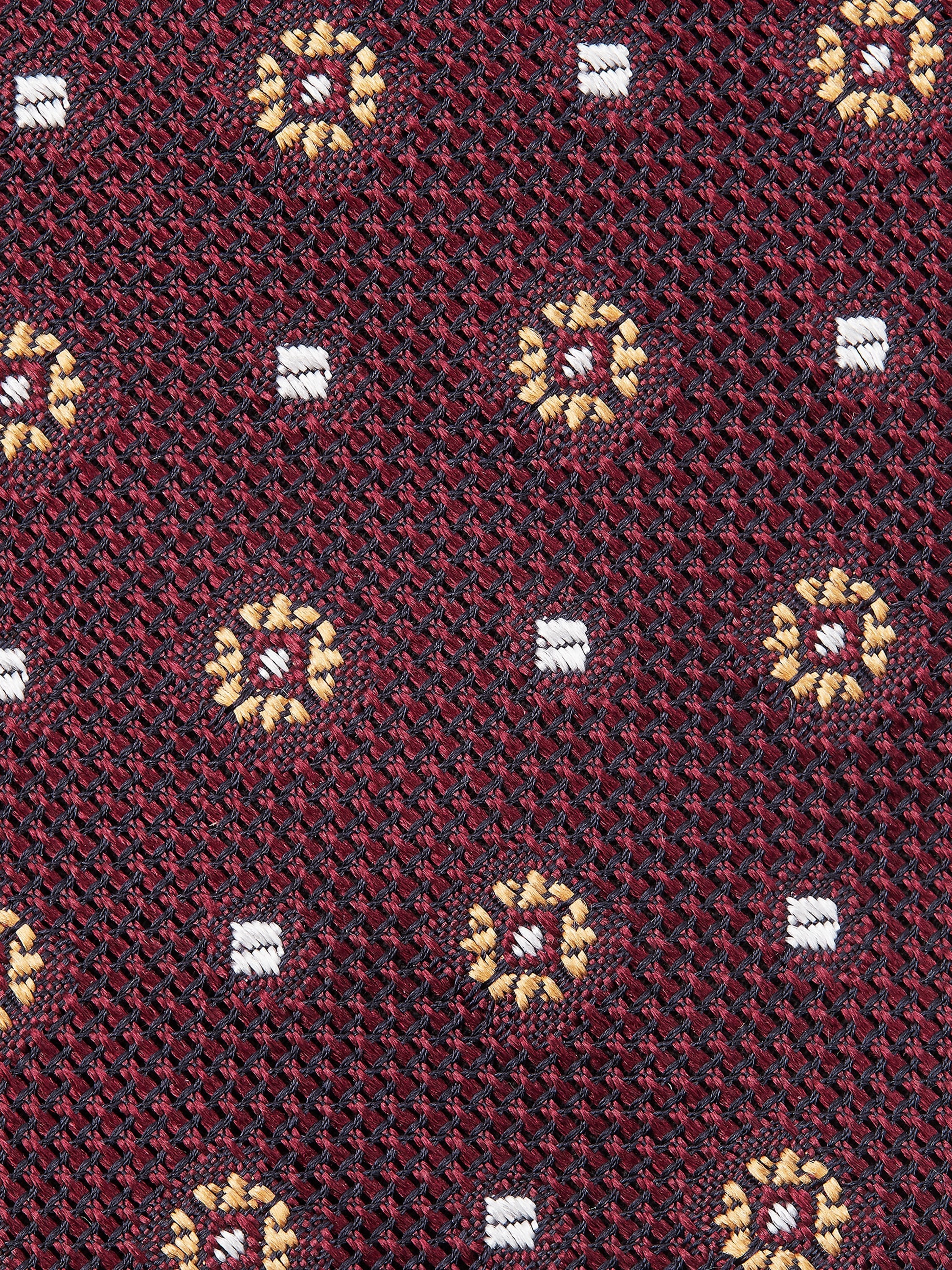 BURGUNDY PRINTED SILK GRENADINE TIE - 2