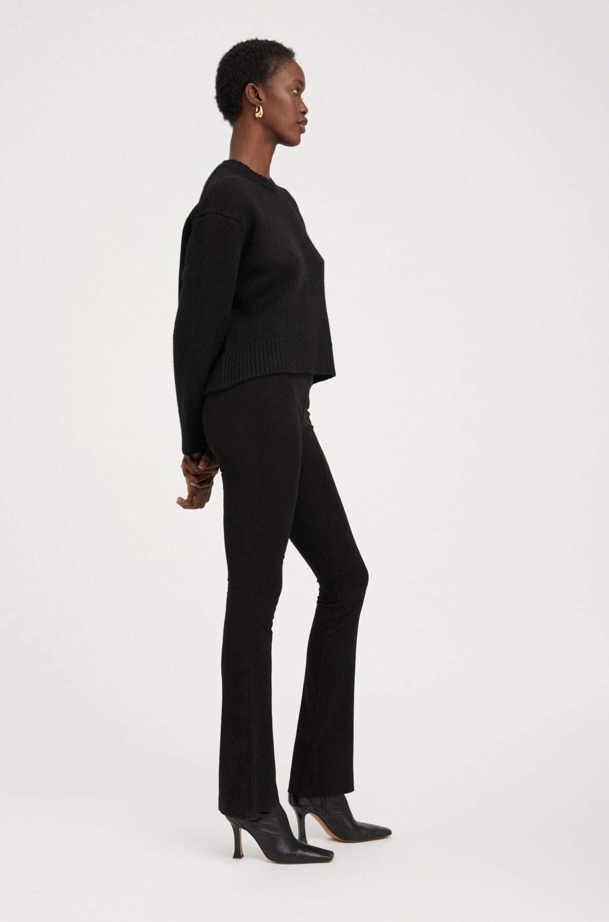 BLACK SUEDE MICRO FLARE - 7