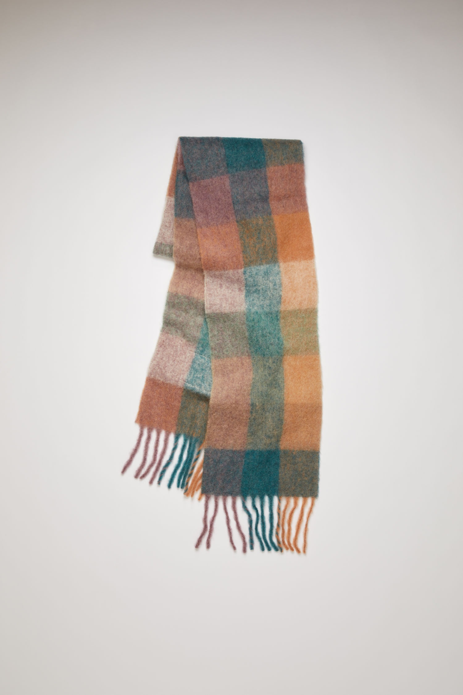 Multi check scarf teal blue/lilac - 4